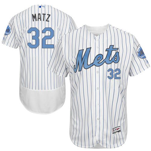 Mets #32 Steven Matz White(Blue Strip) Flexbase Authentic Collection Father's Day Stitched MLB Jersey